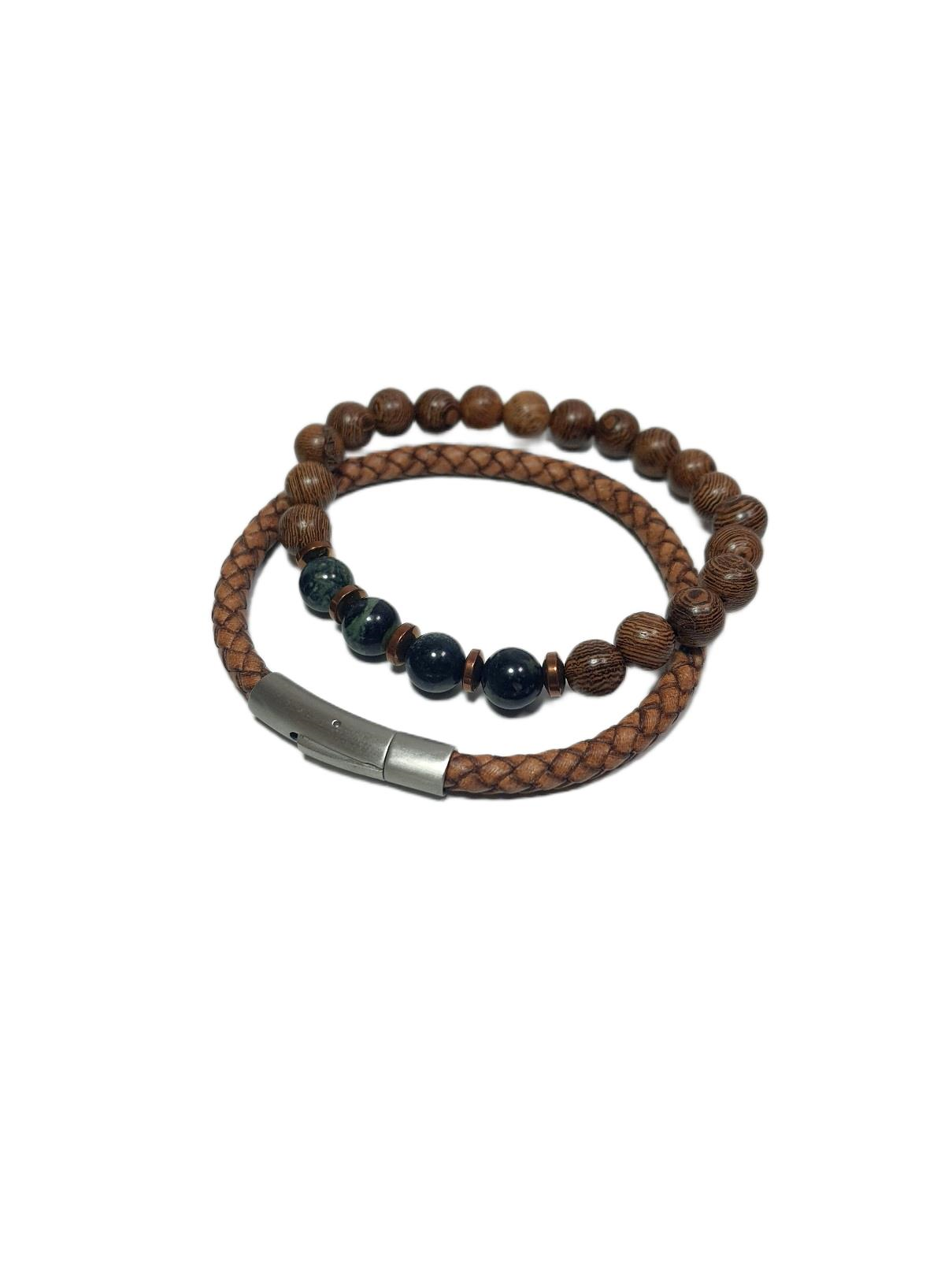 Doğaltaş BileklikJTSS26BLK1700 HAKİKİ DERİ PASLANMAZ ÇELİK KİLİT JASPER ve HEMATİT DOĞALTAŞ KUTULU GARANTİLİ SERTİFİKALI JANTİ KOMBİN BİLEKLİKJanti