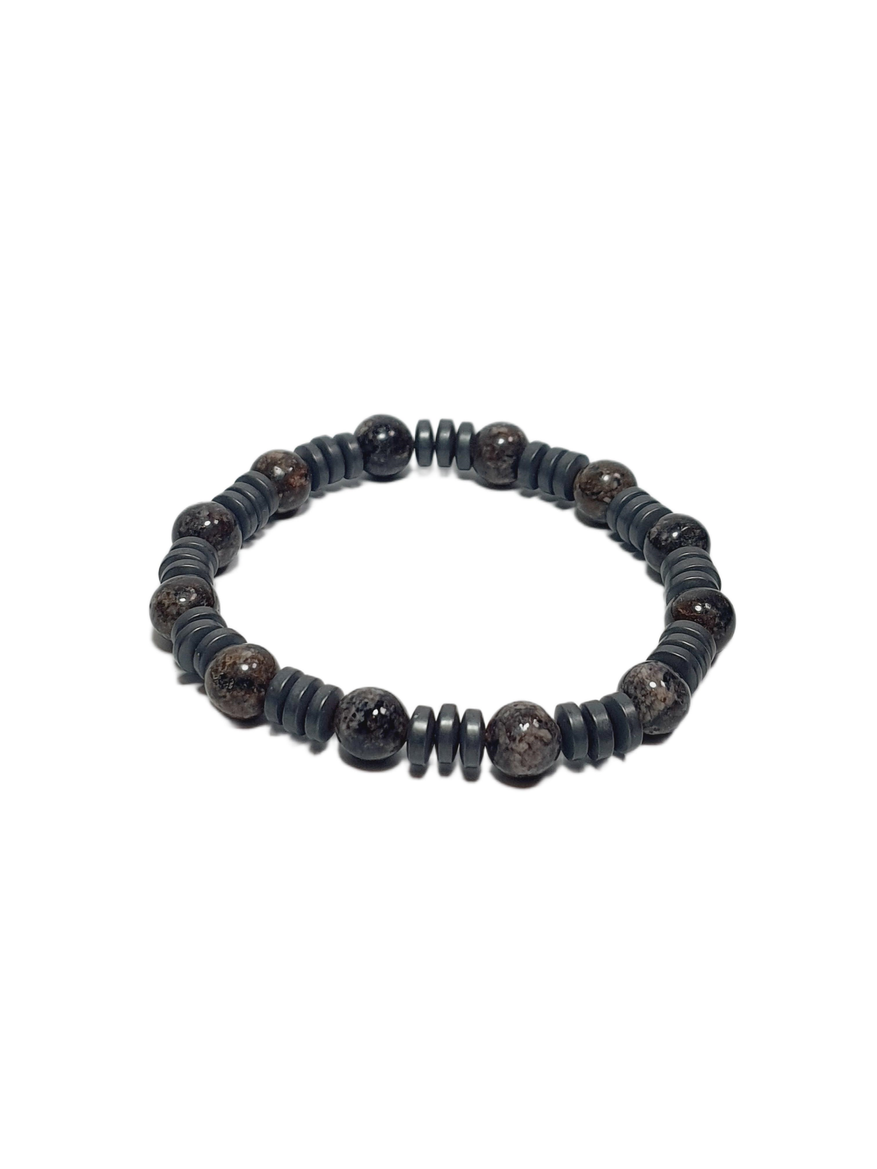 Doğaltaş BileklikJTSS26BLK1822 CEYT HEMATİT DOĞALTAŞ KOYU KAHVERENGİ 8 MM GARANTİLİ ESNEK JANTİ BİLEKLİKJanti