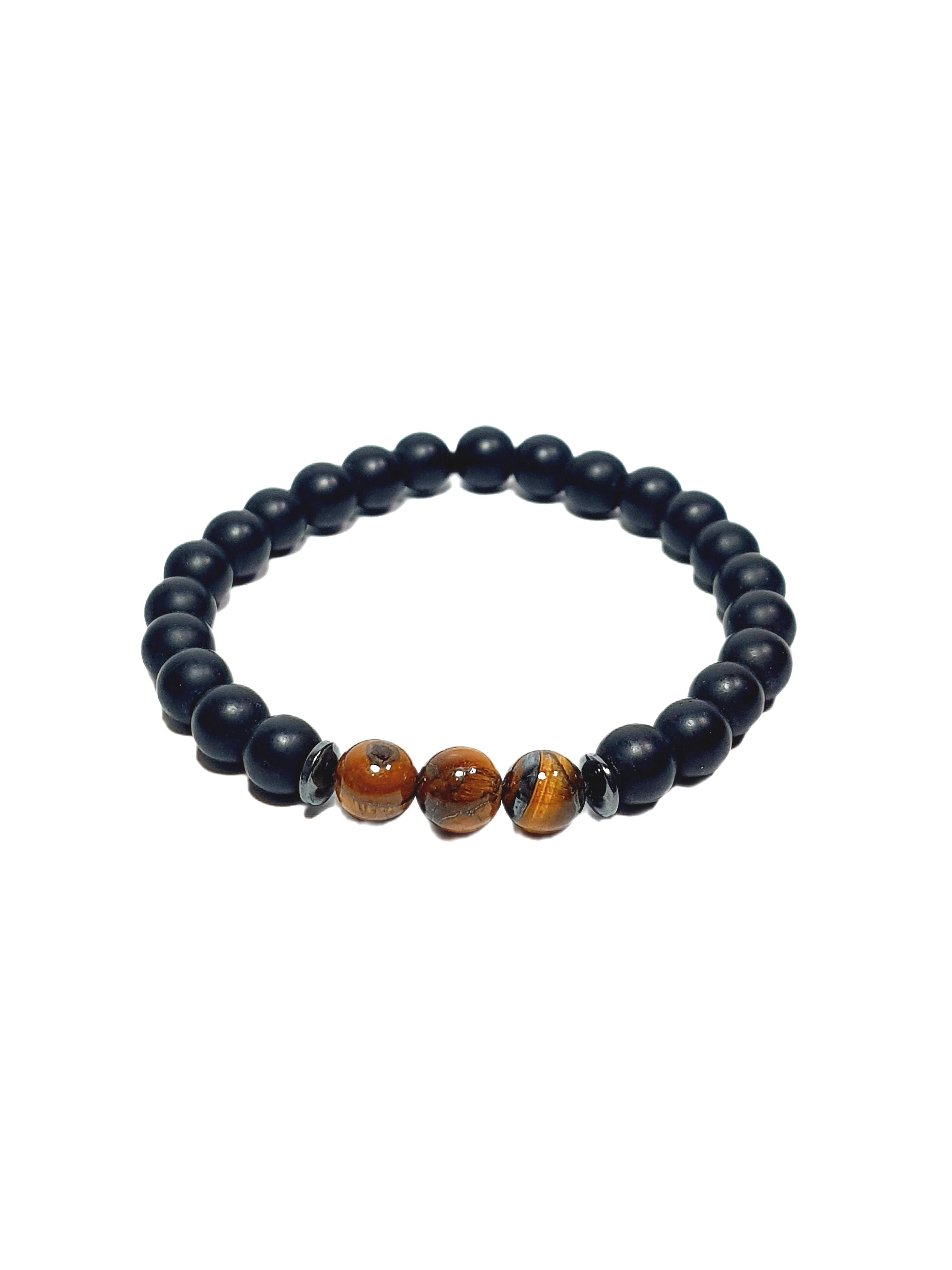 Doğaltaş BileklikJTSS26BLK1830 KAPLANGÖZÜ ONYX ve HEMATİT DOĞALTAŞ SİYAH 8 MM GARANTİLİ ESNEK JANTİ BİLEKLİKJanti