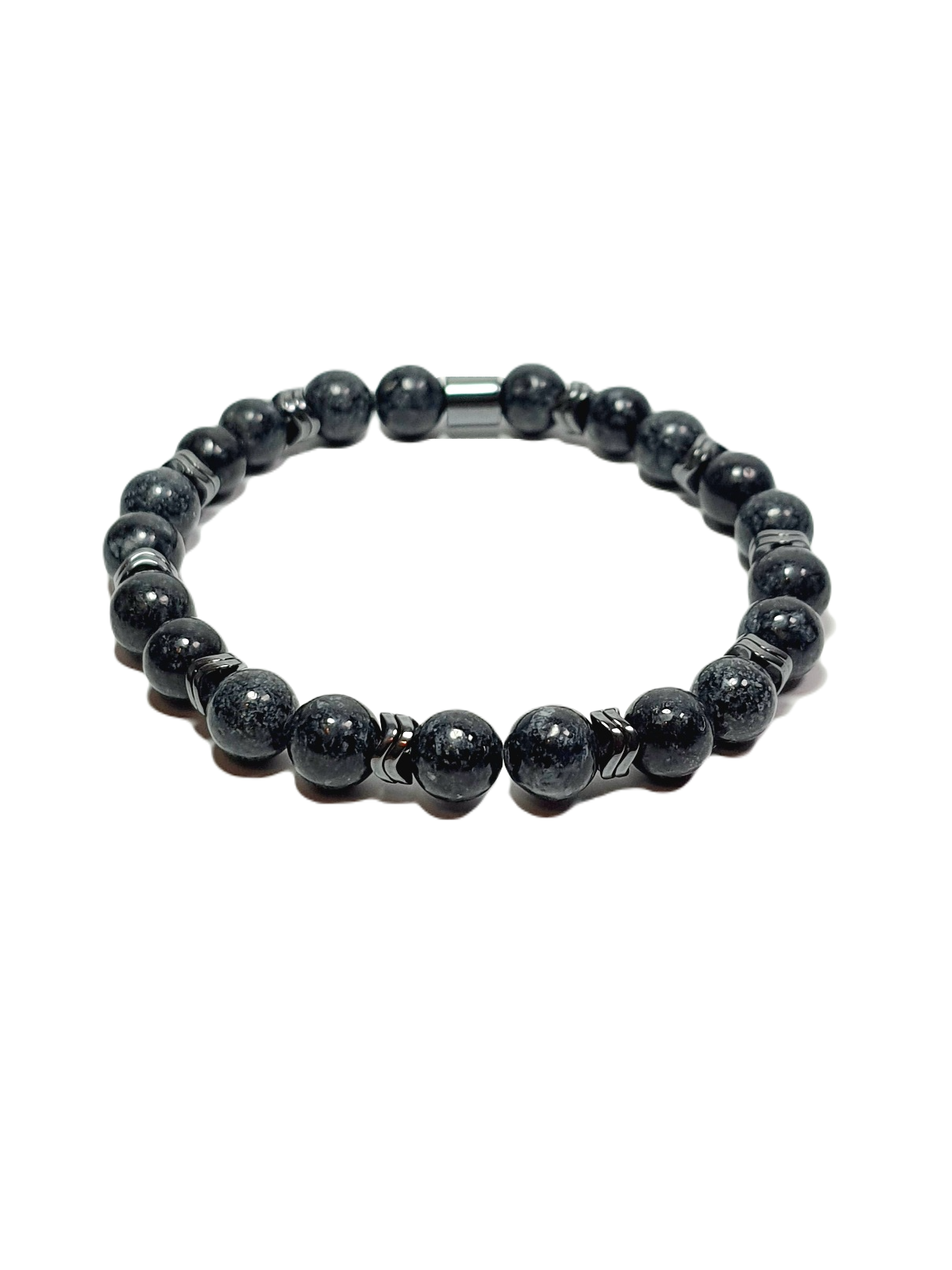 Doğaltaş BileklikLFNSS25DLB112350070-LOKI-STANDARTJANTİ LFN8 mm Ceyt ve Hematit Doğaltaş Bileklik