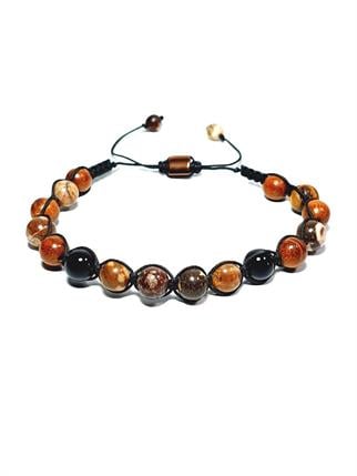 BileklikJTAW24DOB1359 JANTİ ERKEK BİLEKLİK ORİJİNAL JASPER ve TİBET AKİK DOĞALTAŞ 8 MM ASANSÖR KAPAMA ÖRME KUTULU GARANTİLİJanti
