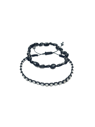 Doğaltaş BileklikJTAW25BLK1641 ONYX DOĞALTAŞ ESNEK ve HEMATİT DOĞALTAŞ İPLİ SİYAH GRİ GARANTİLİ HEDİYE KUTULU JANTİ BİLEKLİKJanti