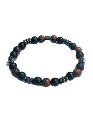Doğaltaş BileklikJTAW25BLK1644 8 MM MAZI AĞACI ONYX ve HEMATİT DOĞALTAŞ ESNEK SİYAH GARANTİLİ JANTİ BİLEKLİKJanti