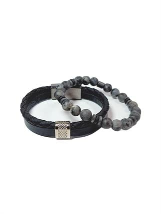 BileklikJTSS23KOB1317 JANTİ 2'Lİ KOMBİN BİLEKLİK JADE HEMATİT DOĞALTAŞ ve DERİ KUTULU GARANTİLİJanti