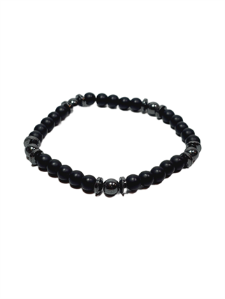 Doğaltaş BileklikJTSS26BLK1685 ONYX ve HEMATİT DOĞALTAŞ 6 MM SİYAH-GRİ ESNEK GARANTİLİ JANTİ BİLEKLİKJanti