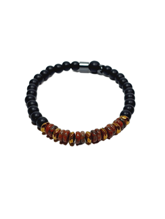 Doğaltaş BileklikJTSS26BLK1688 JASPER ONYX ve HEMATİT DOĞALTAŞ ESNEK 6MM JANTİ BİLEKLİKJanti