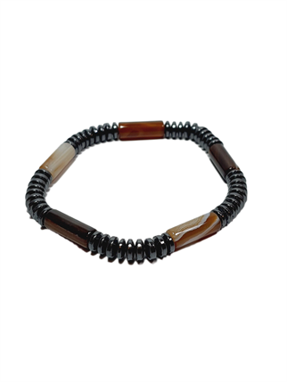 Doğaltaş BileklikJTSS26BLK1690 AKİK ve HEMATİT DOĞALTAŞ ESNEK 6 MM JANTİ BİLEKLİKJanti