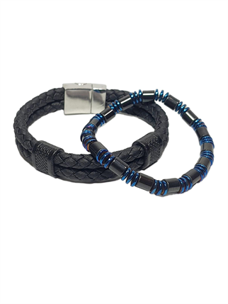 Doğaltaş BileklikJTSS26BLK1702 PU DERİ ALAŞIMLI METAL KİLİT HEMATİT DOĞALTAŞ KUTULU GARANTİLİ SERTİFİKALI JANTİ KOMBİN BİLEKLİKJanti