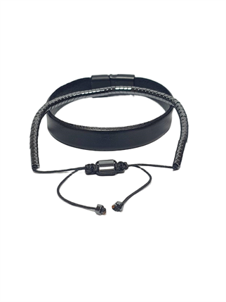 Doğaltaş BileklikJTSS26BLK1705 HAKİKİ DERİ ALAŞIMLI METAL KİLİT HEMATİT DOĞALTAŞ İPLİ ÖRME KUTULU GARANTİLİ JANTİ KOMBİN BİLEKLİKJanti