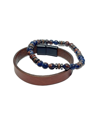 Doğaltaş BileklikJTSS26BLK1706 HAKİKİ DERİ ALAŞIMLI METAL KİLİT CEYT ve HEMATİT DOĞALTAŞ KUTULU GARANTİLİ JANTİ KOMBİN BİLEKLİKJanti