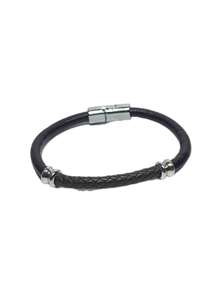 Doğaltaş BileklikJTSS26BLK1788 ALAŞIMLI METAL KİLİT HAKİKİ DERİ JANTİ BİLEKLİKJanti