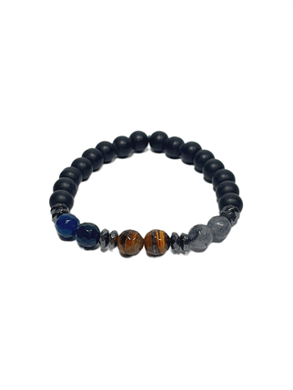 Doğaltaş BileklikJTSS26BLK1806 AKİK KAPLANGÖZÜ CEYT ONYX HEMATİT DOĞALTAŞ ESNEK SİYAH 8 MM GARANTİLİ JANTİ BİLEKLİKJanti