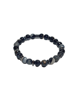 Doğaltaş BileklikJTSS26BLK1809 DAMARLI GÖZ AKİK HEMATİT DOĞALTAŞ ESNEK SİYAH 8 MM GARANTİLİ JANTİ BİLEKLİKJanti