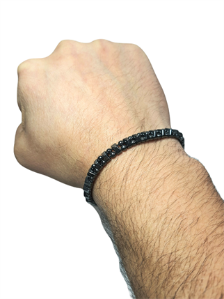 Doğaltaş BileklikLFNSS25DIB112350094-CUFF-STANDARTJANTİ LFN6 mm Hematit Doğaltaş ip örme asansör kapama bileklik