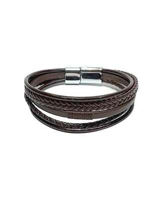 Deri BileklikLFNSS25DKB112350099-CONROY-STANDARTJANTİ LFN12 mm Hakiki Deri ve Suni Deri Krom kaplama mıknatıs kapama bileklik