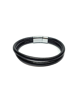 Deri BileklikLFNSS25DKB112350104-JAKE2-STANDARTJANTİ LFN12 mm Hakiki Deri Krom kaplama mıknatıs kapama bileklik