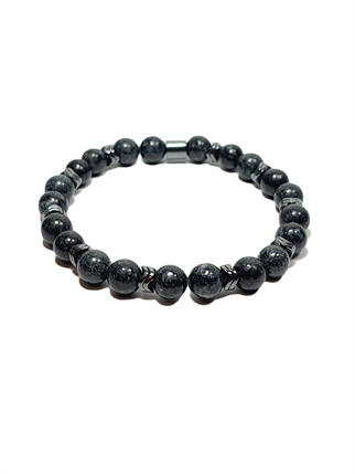 Doğaltaş BileklikLFNSS25DLB112350070-LOKI-STANDARTJANTİ LFN8 mm Ceyt ve Hematit Doğaltaş Bileklik