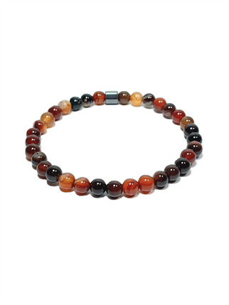 Doğaltaş BileklikLFNSS25DLB112350078-CLARK-STANDARTJANTİ LFN6 mm Akik Doğaltaş ve Hematit Doğaltaş Bileklik