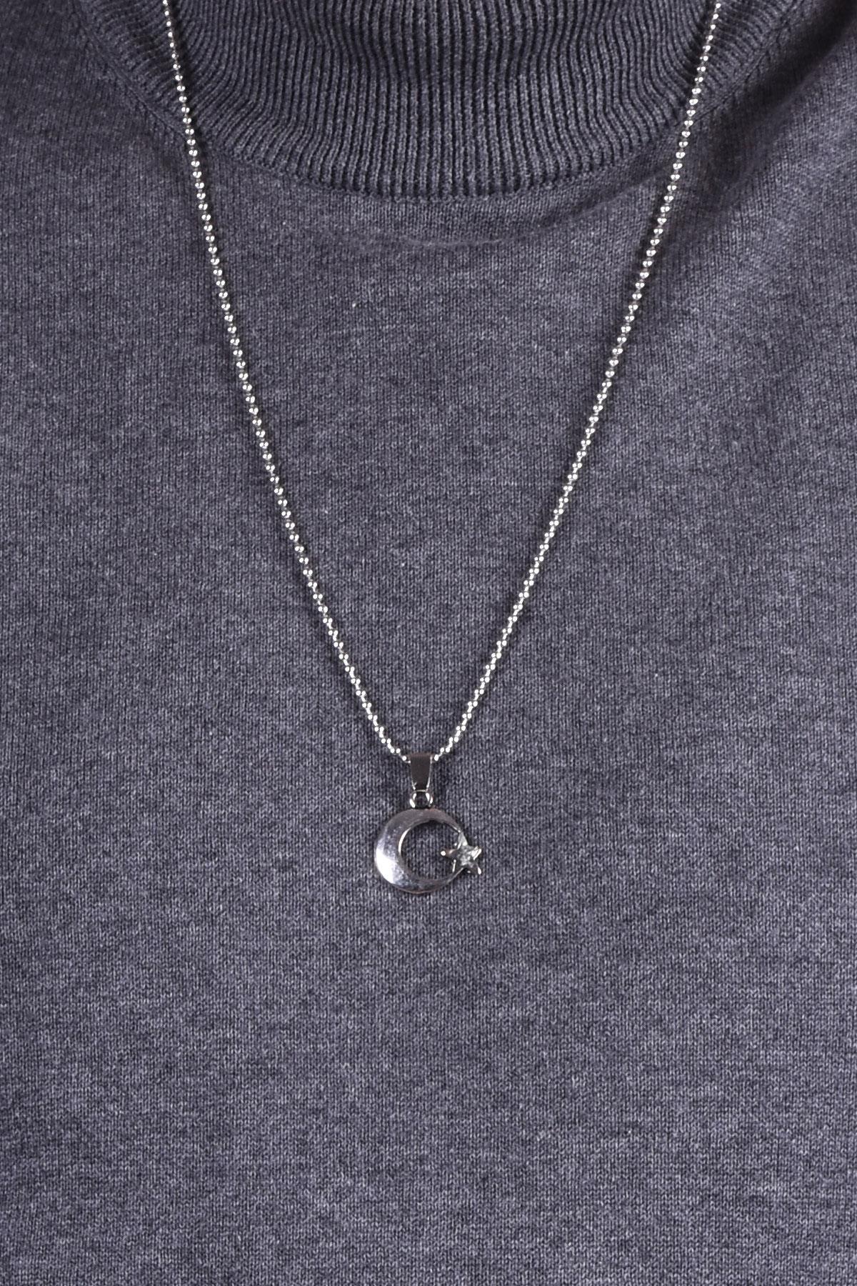 KolyeJKMA20025 JANTİ GÜMÜŞ RENK AY YILDIZ FİGÜRLÜJanti