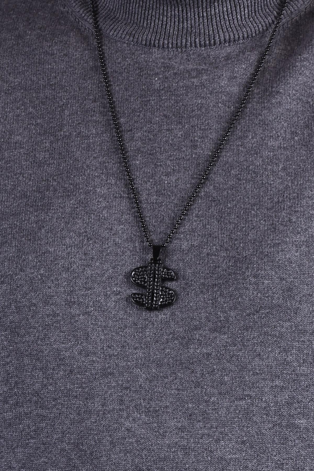 KolyeJKMA20030 JANTİ SİYAH RENK DOLAR FİGÜRLÜJanti