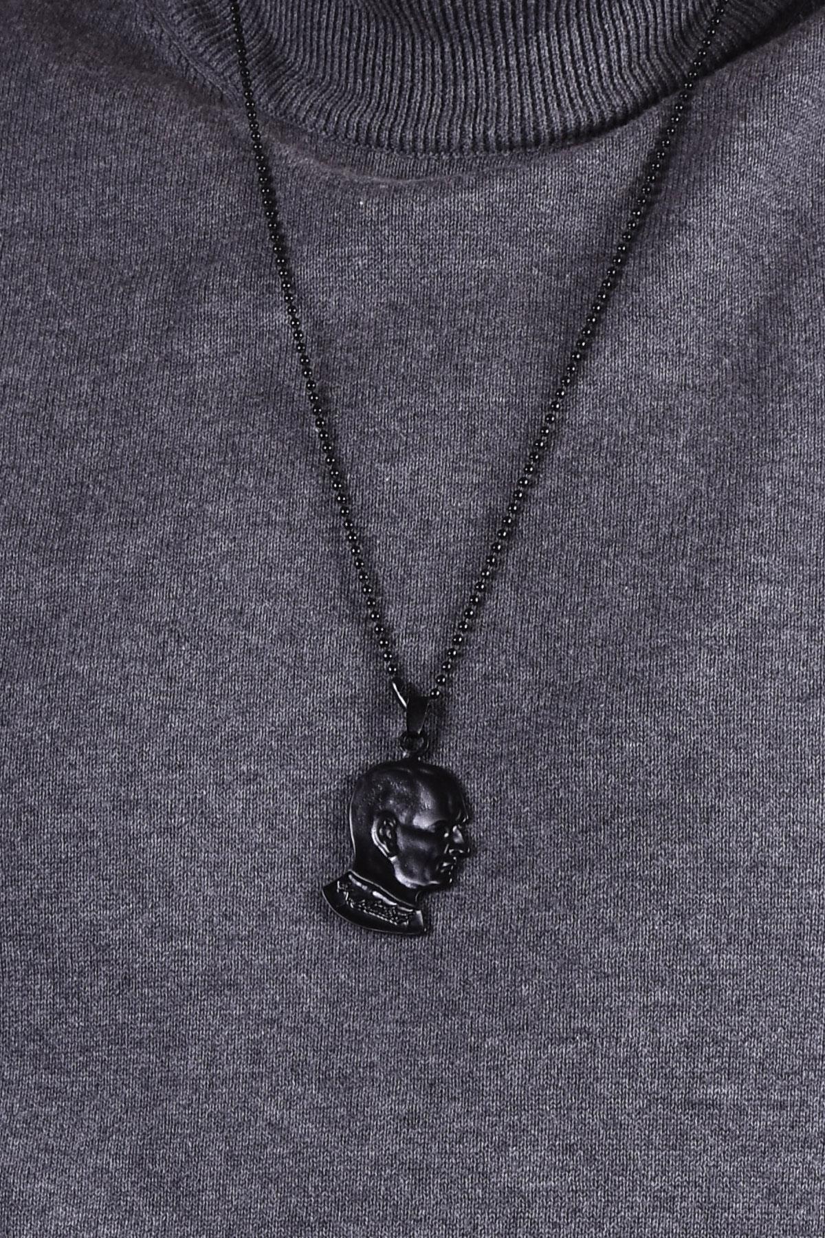 KolyeJKMA20044 JANTİ SİYAH RENK ATATÜRK SİLÜETİ FİGÜRLÜJanti