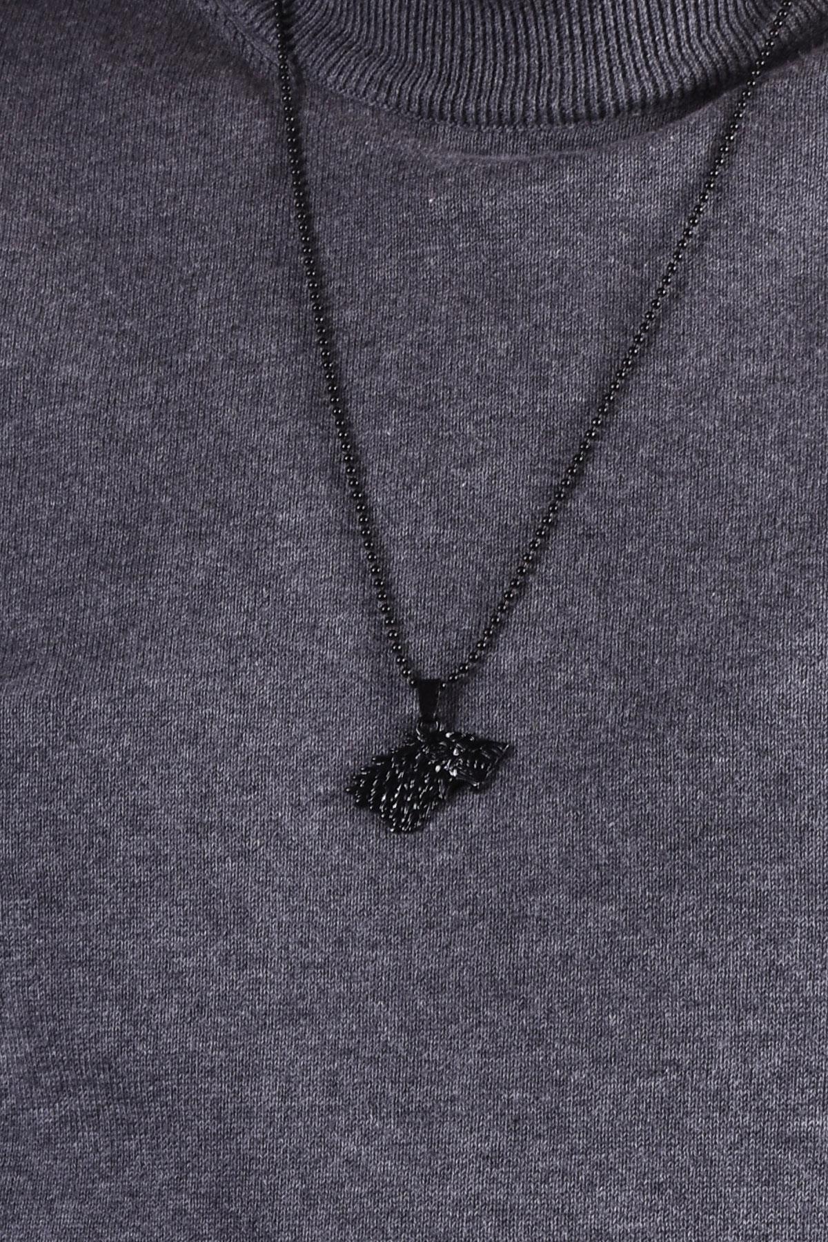 KolyeJKMA20046 JANTİ SİYAH RENK KURT FİGÜRLÜJanti