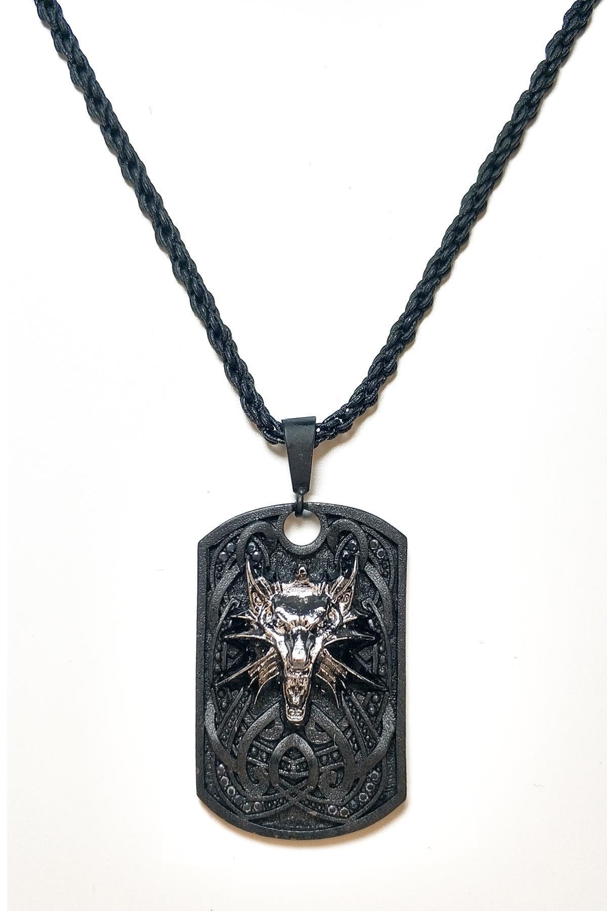 KolyeJKMA21006 JANTİ KOLYE Witcher Wolf Kurt FİGÜRLÜ TABLETJanti