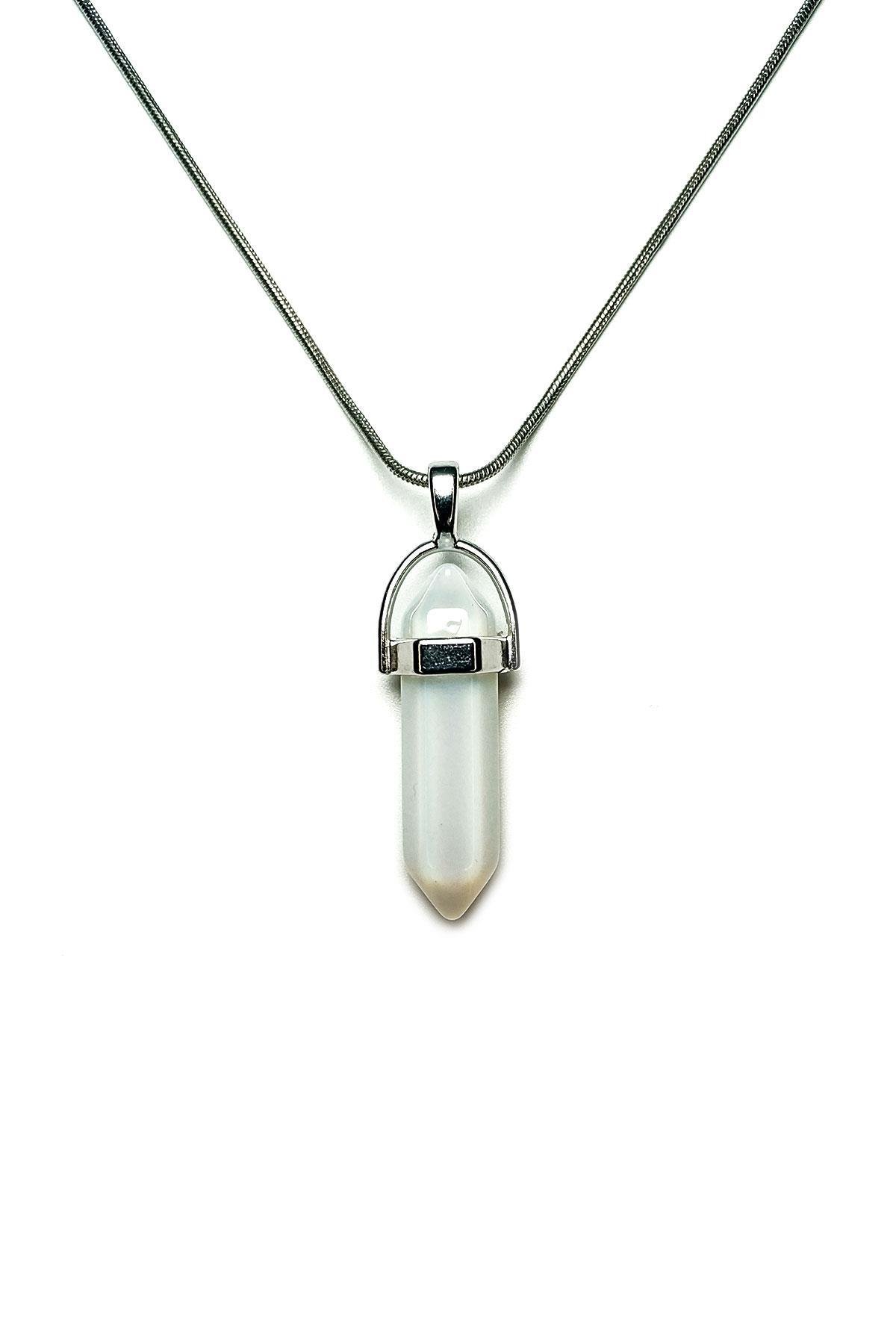 Taşlı Çelik KolyeJKMA21021 ÇELİK ZİNCİRLİ OPAL DOĞALTAŞ ÇİVİ KOLYEJanti