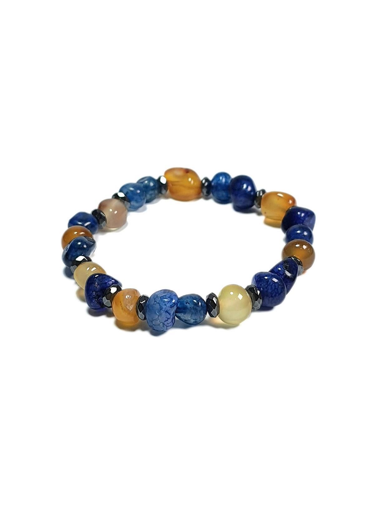 BileklikJTAW23DOB1125 DENİZ ve KUMSALIN AŞKI AKİK ve HEMATİT DOĞALTAŞ BİLEKLİKJanti