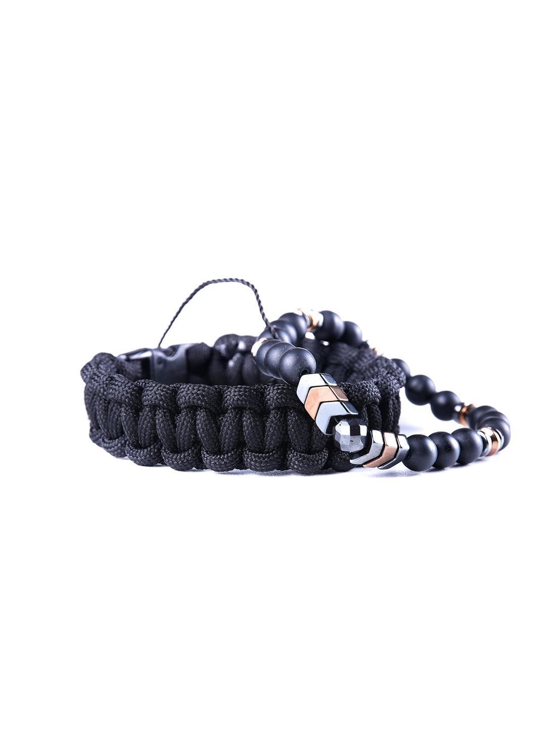 BileklikJTAW23KOB1225 PARACORD ve HEMATİT ONYX DOĞALTAŞ KOMBİN BİLEKLİKJanti