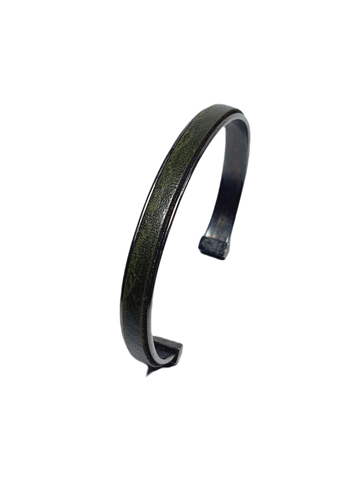 BileklikJTAW24DOB1369 JANTİ ERKEK BİLEKLİK PRİNÇ ALAŞIM KOYU GRİ KAPLAMA HAKİKİ DERİ HAKİ KUTULU  GARANTİLİJanti