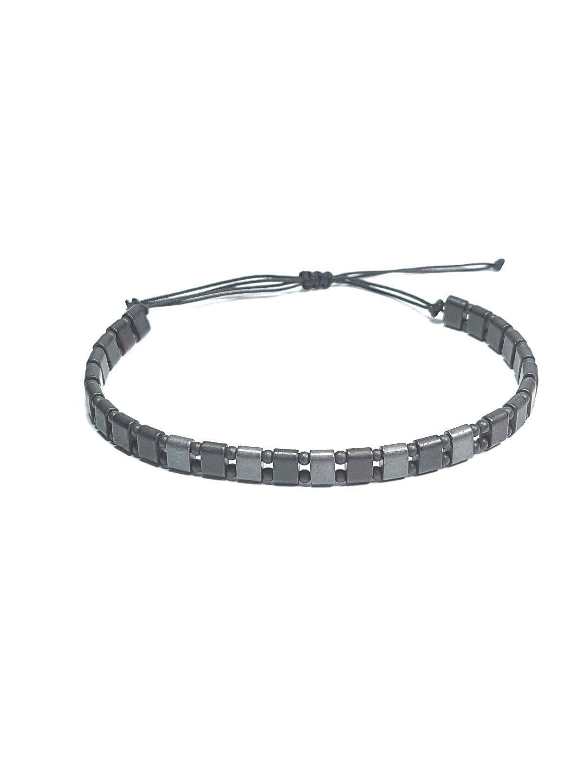 BileklikJTAW24HİB1383 JANTİ ERKEK BİLEKLİK ORİJİNAL HEMATİT DOĞALTAŞ ÖRME İP ASANSÖRLÜ KAPAMA GARANTİLİJanti