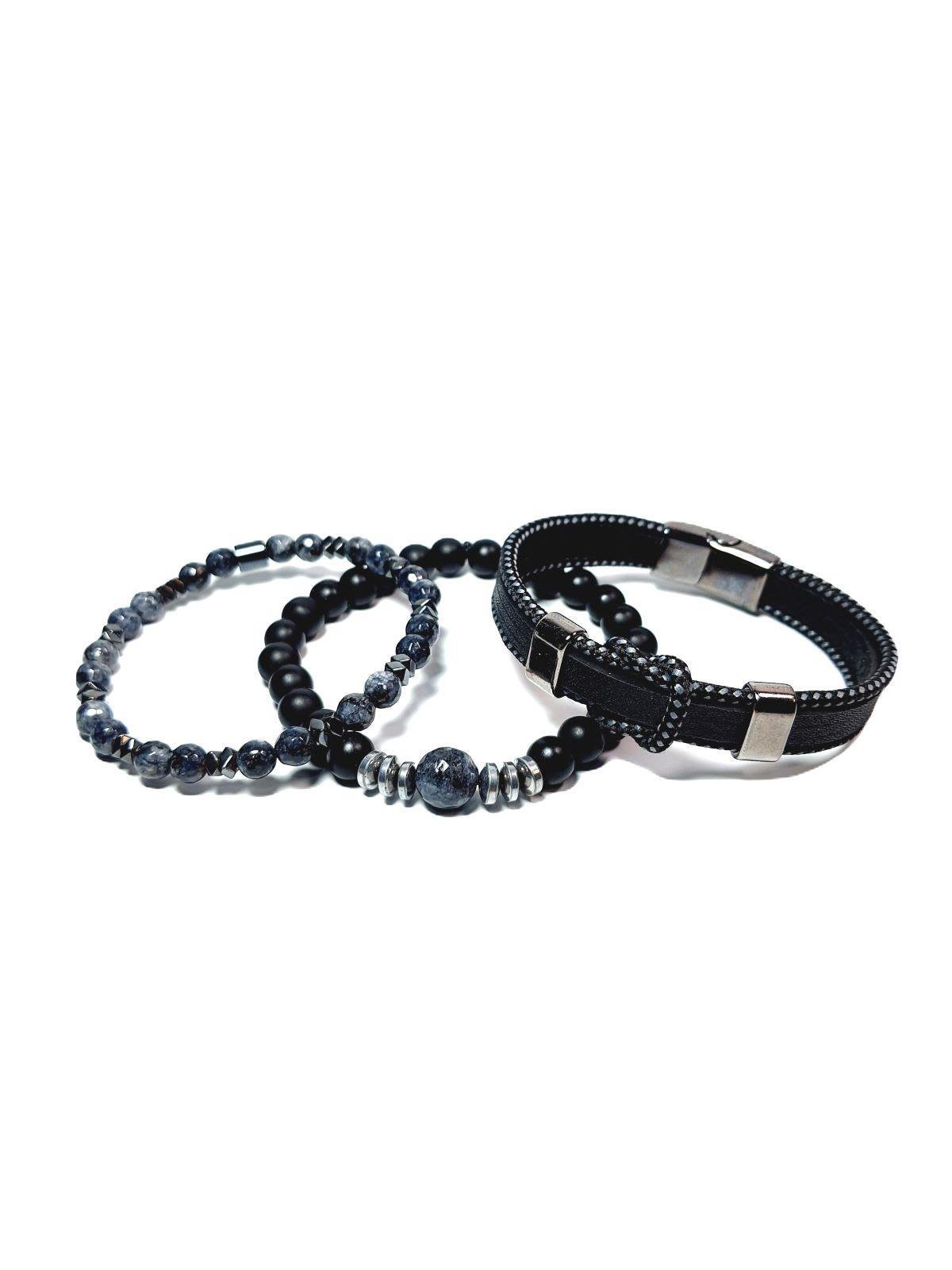 BileklikJTAW24KBK1335 JANTİ KOMBİN BİLEKLİK DERİ MIKNATIS KAPAMA CEYT ONYX ve HEMATİT DOĞALTAŞJanti