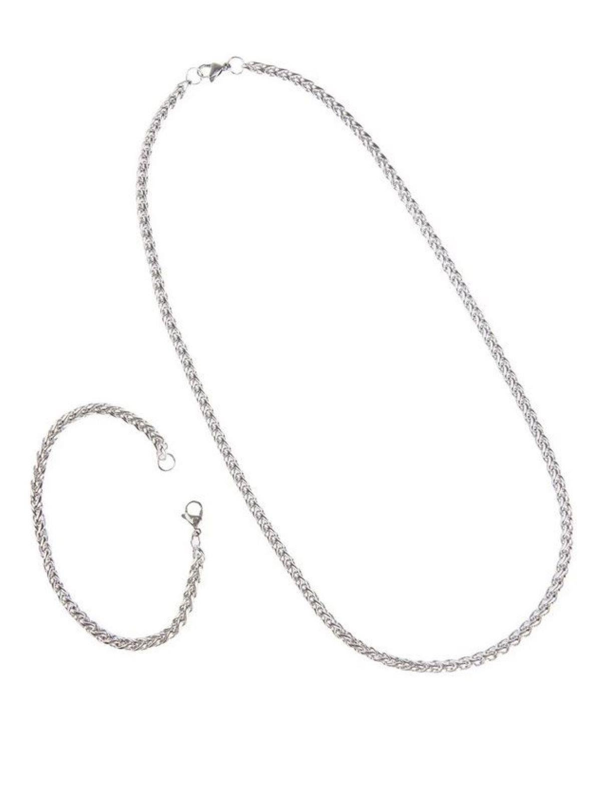 Çelik KolyeJTAW24KBK1385 JANTİ ERKEK KOMBİN ÇELİK KOLYE BİLEKLİK PASLANMAZ 316L SAÇ ÖRGÜ DESEN TASARIM GARANTİLİJanti