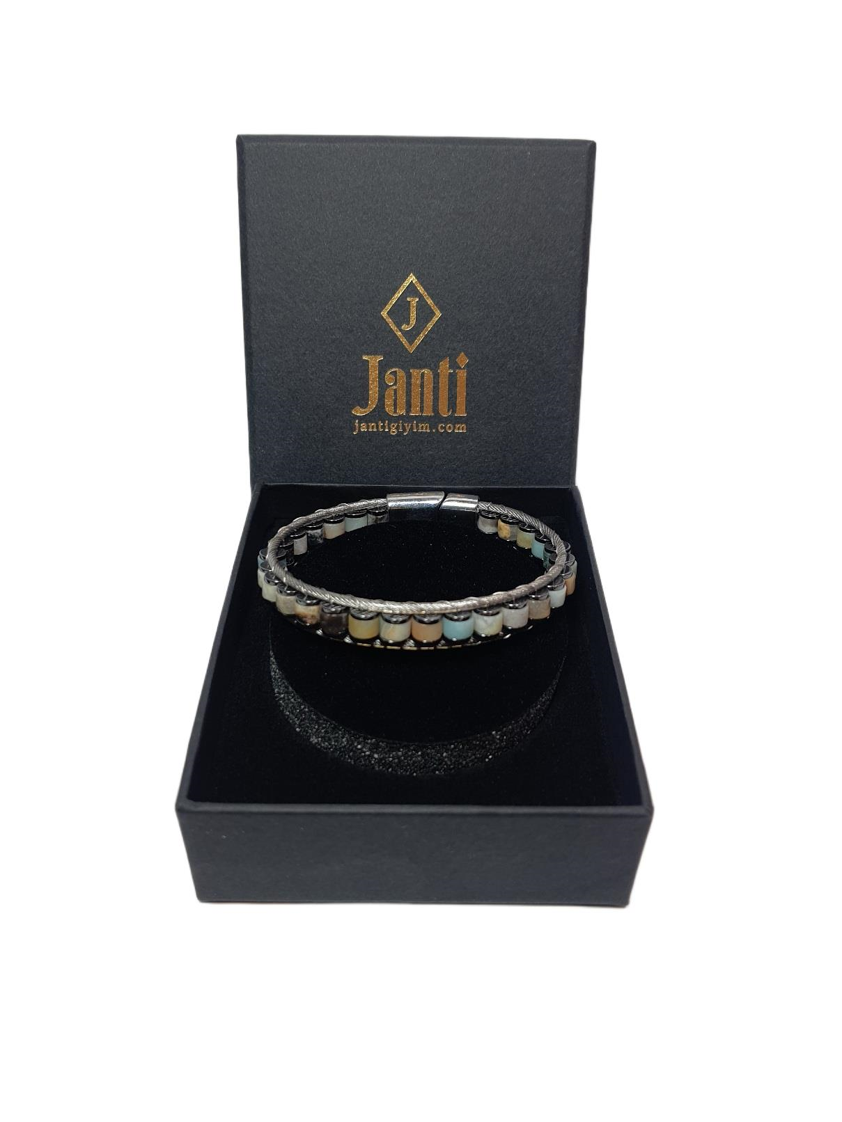 Doğaltaş BileklikJTAW25BLK1613 PASLANMAZ ÇELİK AKİK ve HEMATİT DOĞALTAŞ MIKNATIS KAPAMA SU YEŞİLİ GARANTİLİ HEDİYE KUTULU JANTİ BİLEKLİKJanti