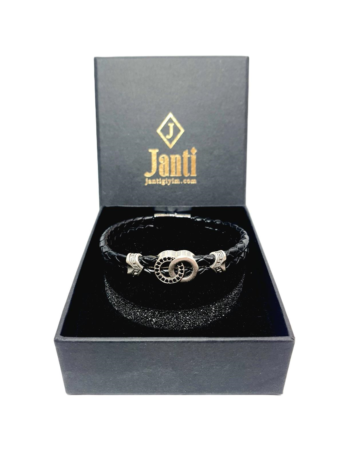 Deri BileklikJTAW25BLK1638 HAKİKİ DERİ MIKNATIS KAPAMA ALAŞIMLI METAL GARANTİLİ HEDİYE KUTULU JANTİ BİLEKLİKJanti