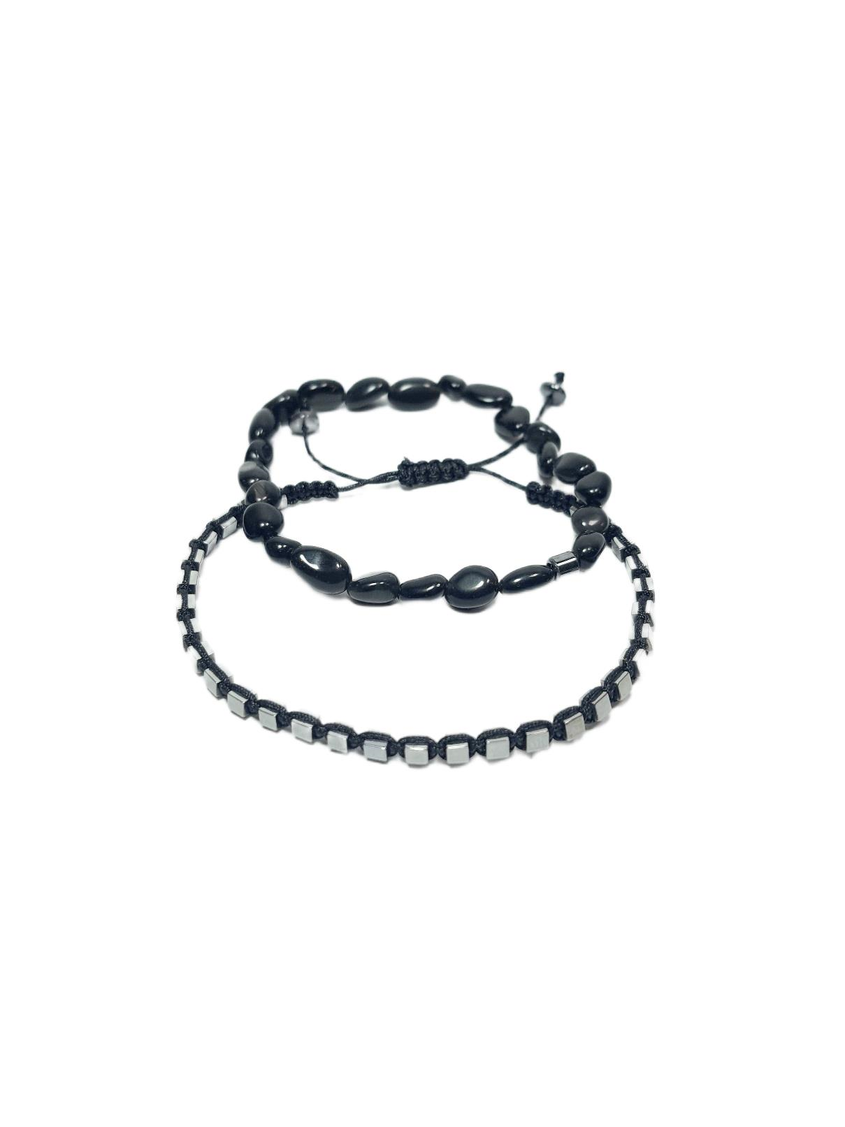 Doğaltaş BileklikJTAW25BLK1641 ONYX DOĞALTAŞ ESNEK ve HEMATİT DOĞALTAŞ İPLİ SİYAH GRİ GARANTİLİ HEDİYE KUTULU JANTİ BİLEKLİKJanti