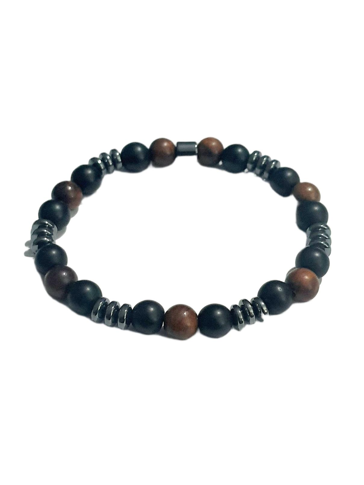 Doğaltaş BileklikJTAW25BLK1644 8 MM MAZI AĞACI ONYX ve HEMATİT DOĞALTAŞ ESNEK SİYAH GARANTİLİ JANTİ BİLEKLİKJanti