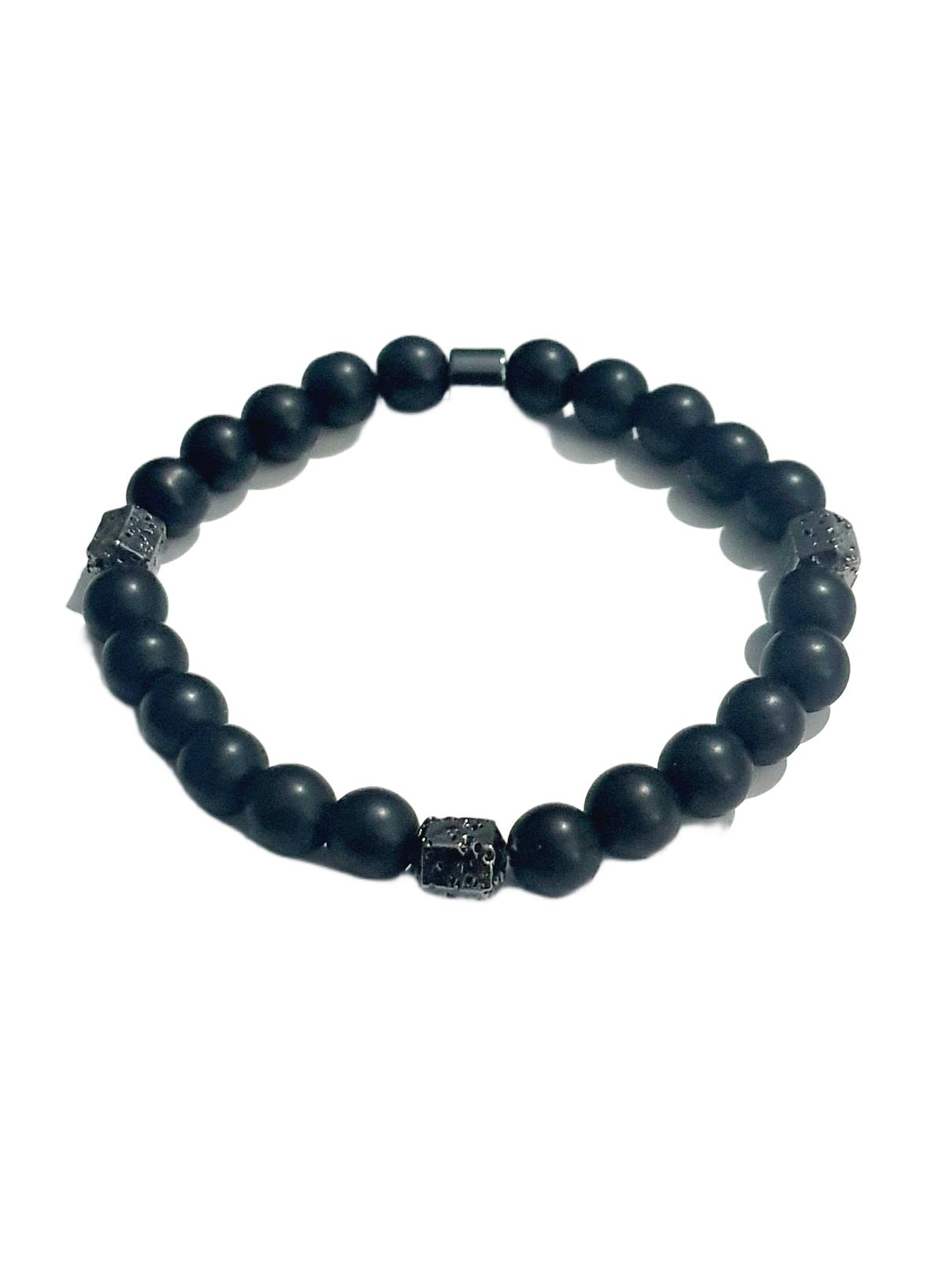 Doğaltaş BileklikJTAW25BLK1649 8 MM ONYX ve LAV DOĞALTAŞ ESNEK SİYAH GARANTİLİ JANTİ BİLEKLİKJanti