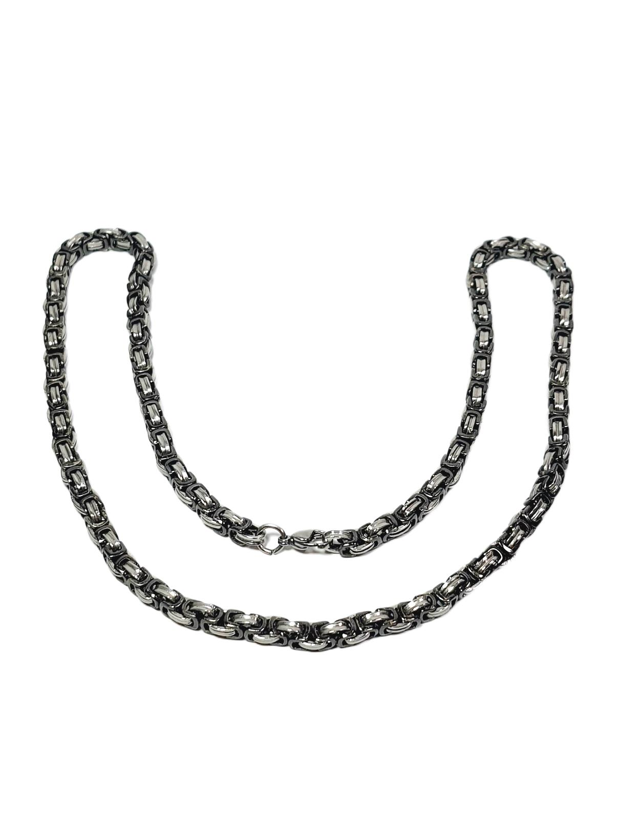 Çelik BileklikJTAW25KLY1592 KRAL TASARIM DESEN MODEL ANTRASİT GRİ ZİNCİR PASLANMAZ ÇELİK GARANTİLİ HEDİYE KUTULU JANTİ ÇELİK KOLYEJanti