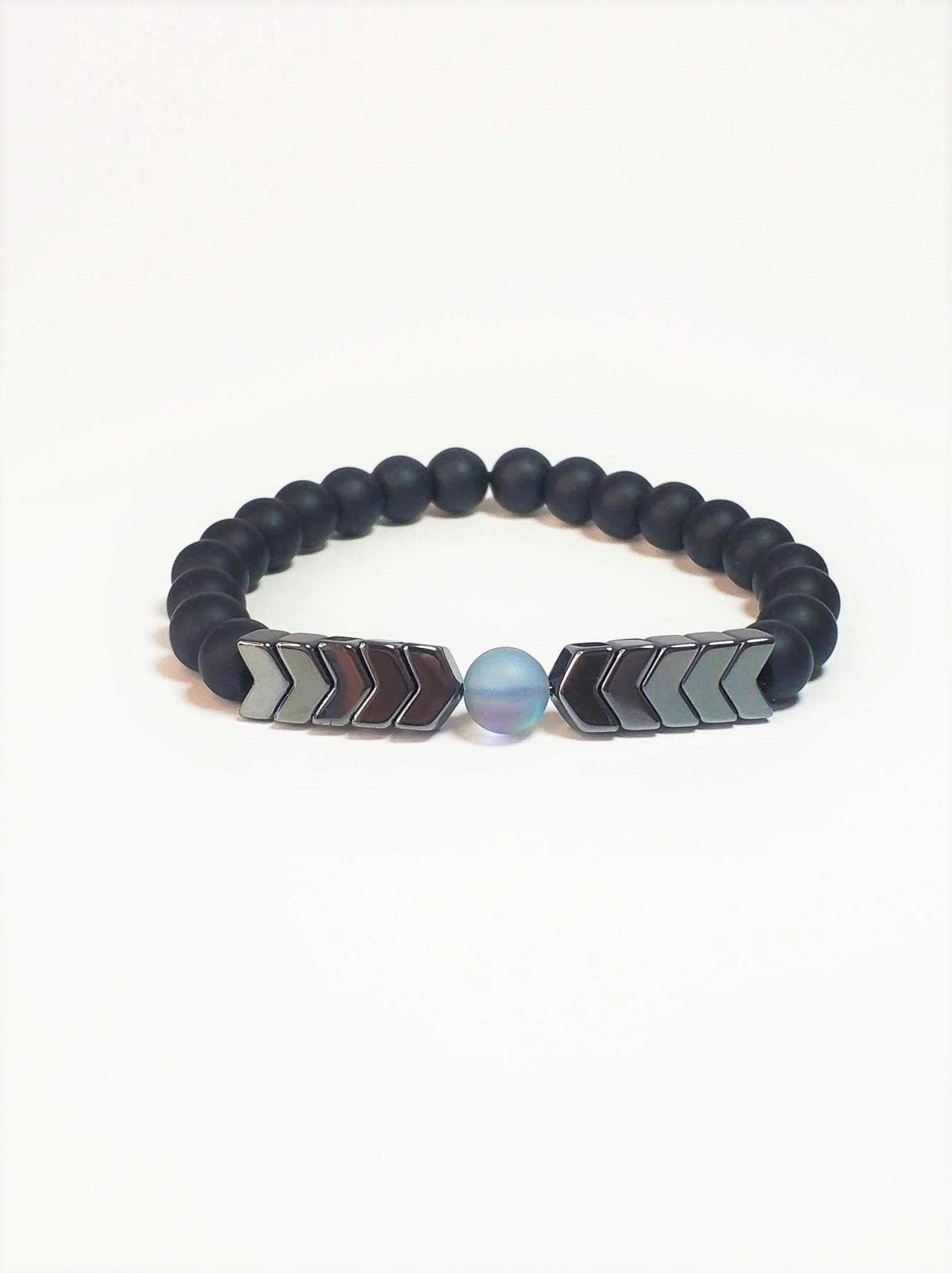 BileklikJTBB22018 Janti Bileklik Onyx, Hematit ve Termal Kuvars Doğaltaş GarantiliJanti