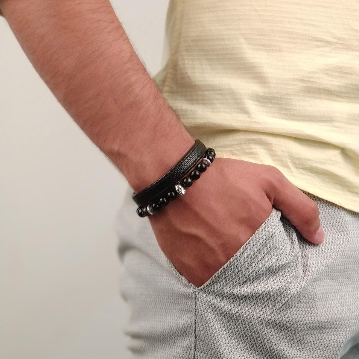 BileklikJTKB19019 JANTİ 2 Lİ KOMBİN AKİK DOĞAL TAŞ ve DERİ BİLEKLİK Janti