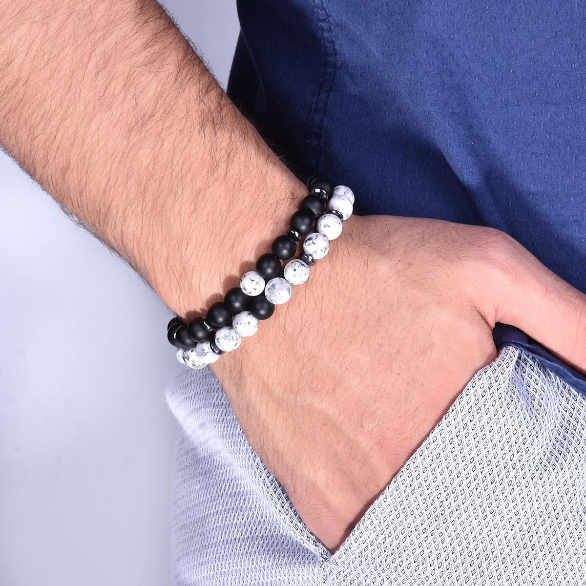 BileklikJTKB19049 JANTİ ONYX CEYT HEMATİT DOĞALTAŞ Ying Yang KOMBİN BİLEKLİK KUTULUJanti