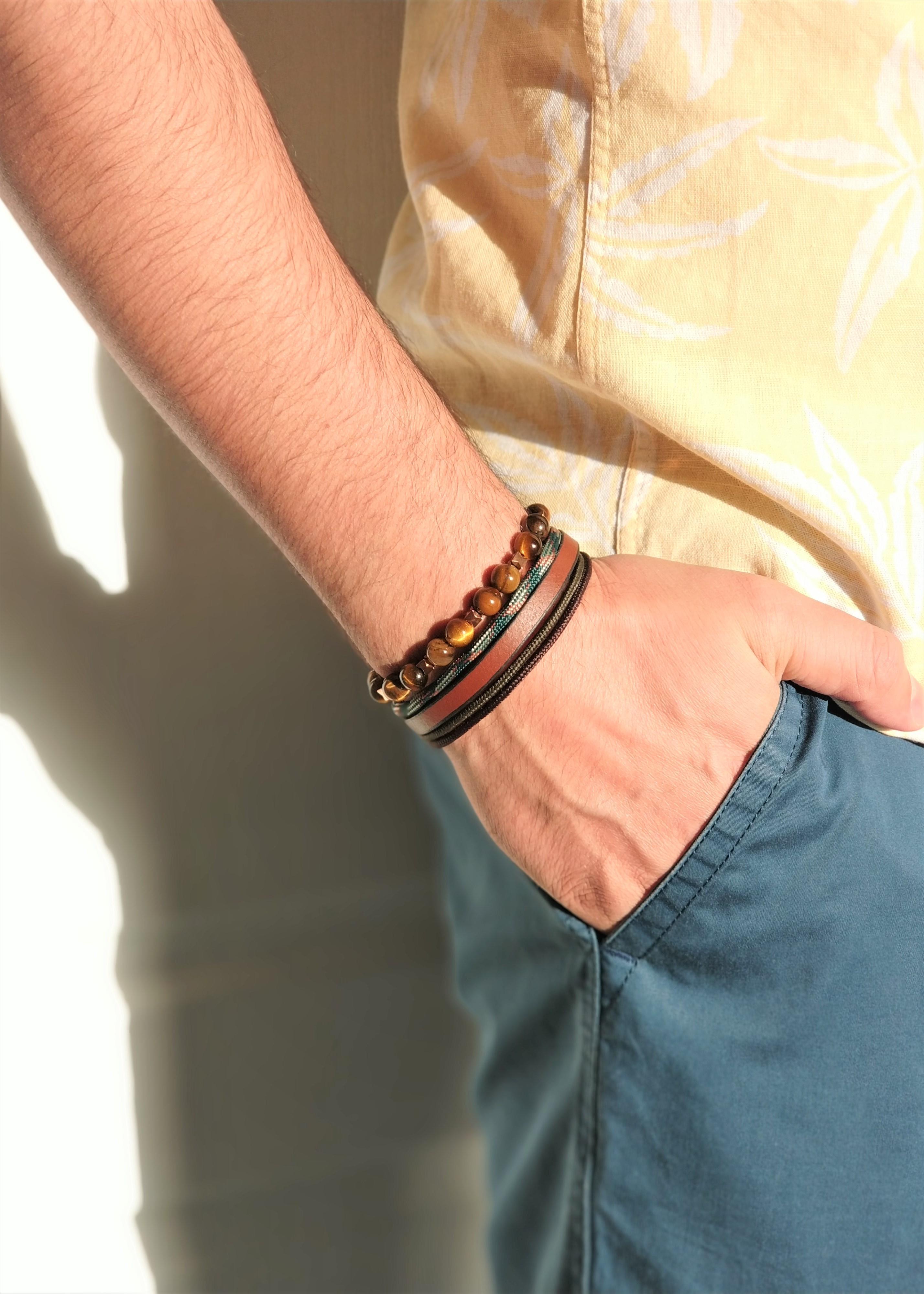 BileklikJTKB20067 DOĞAL TAŞ ve DERİ KOMBİN BİLEKLİKJanti