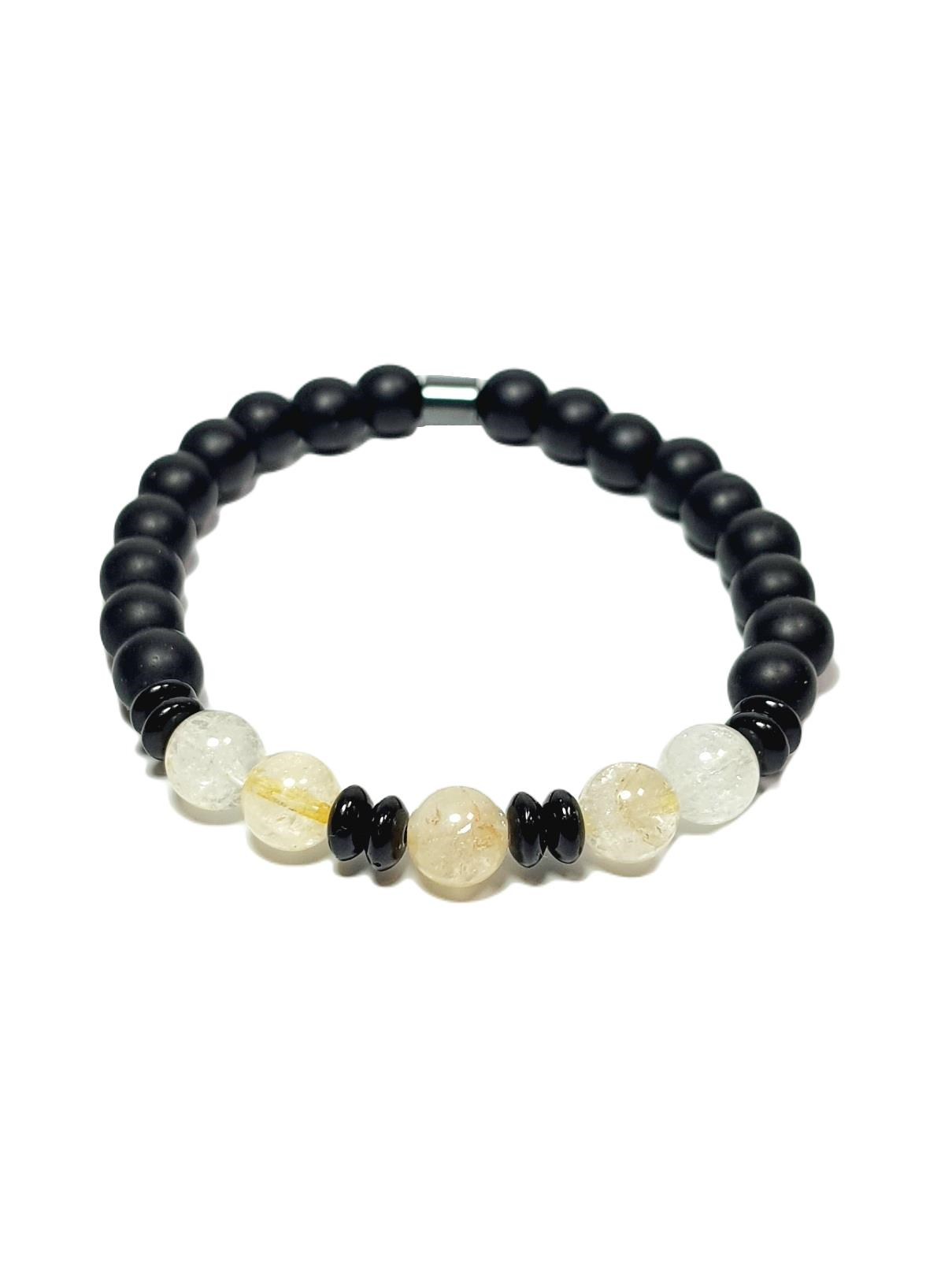 Doğaltaş BileklikJTSS25DOB1521 SİTRİN ONYX HEMATİT SİYAH SARI JANTİ DOĞALTAŞ BİLEKLİKJanti