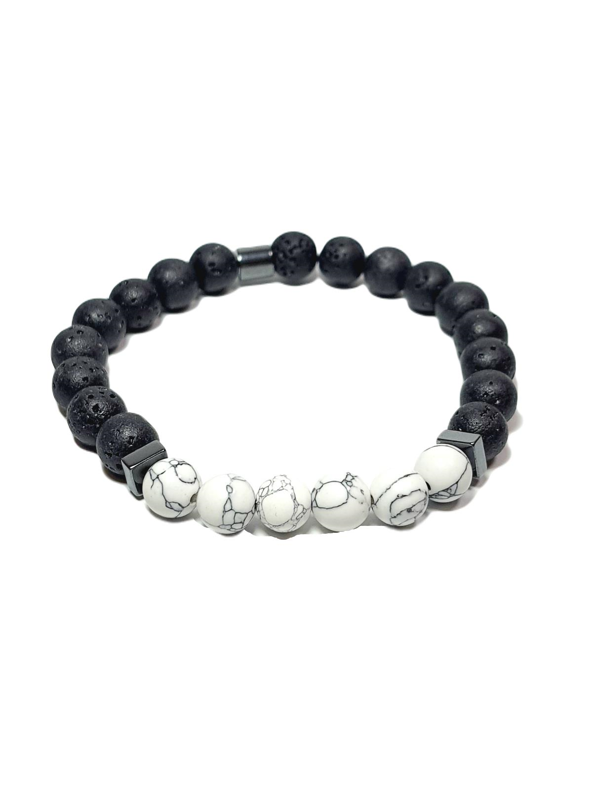 Doğaltaş BileklikJTSS25DOB1558 LAV SENTETİK HAVLİT  HEMATİT BEYAZ JANTİ DOĞALTAŞ BİLEKLİKJanti