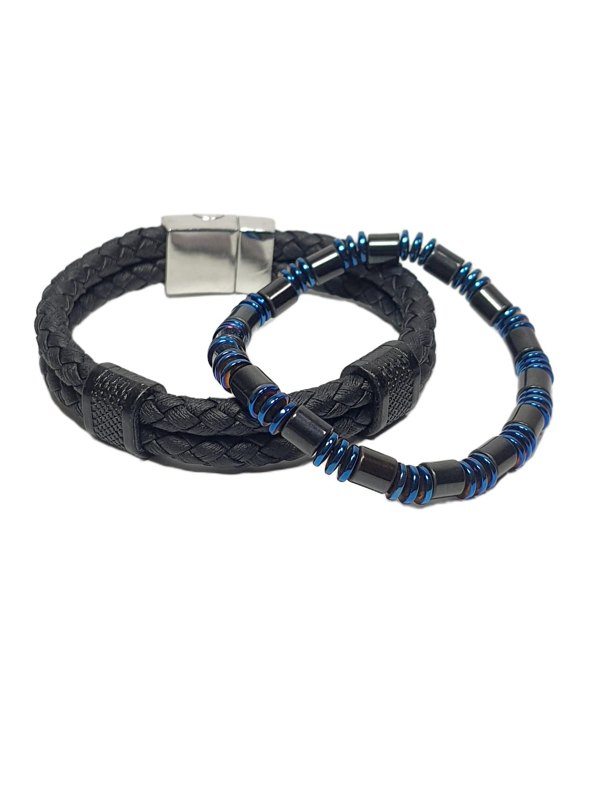 Doğaltaş BileklikJTSS26BLK1702 PU DERİ ALAŞIMLI METAL KİLİT HEMATİT DOĞALTAŞ KUTULU GARANTİLİ SERTİFİKALI JANTİ KOMBİN BİLEKLİKJanti