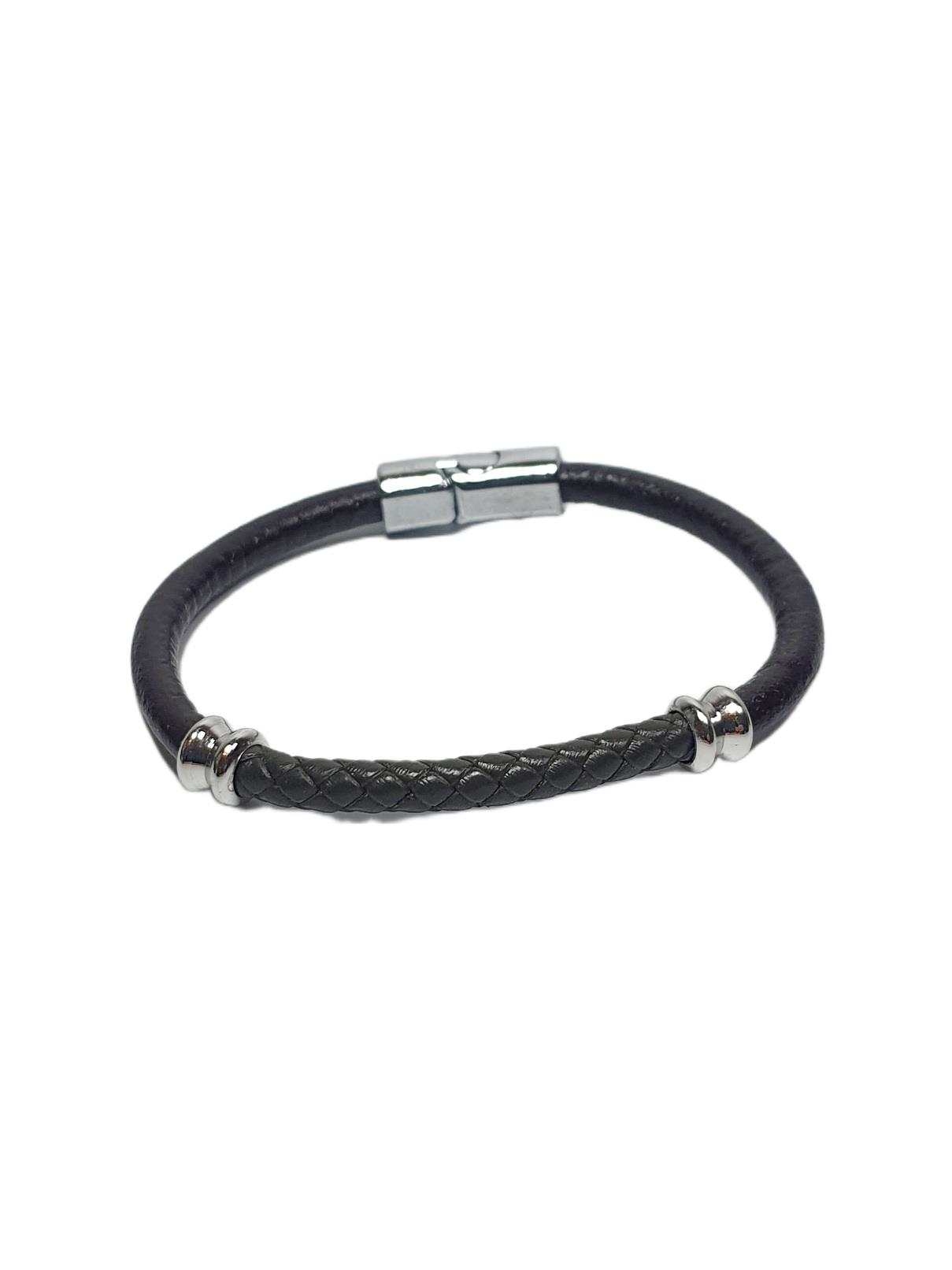 Doğaltaş BileklikJTSS26BLK1788 ALAŞIMLI METAL KİLİT HAKİKİ DERİ JANTİ BİLEKLİKJanti