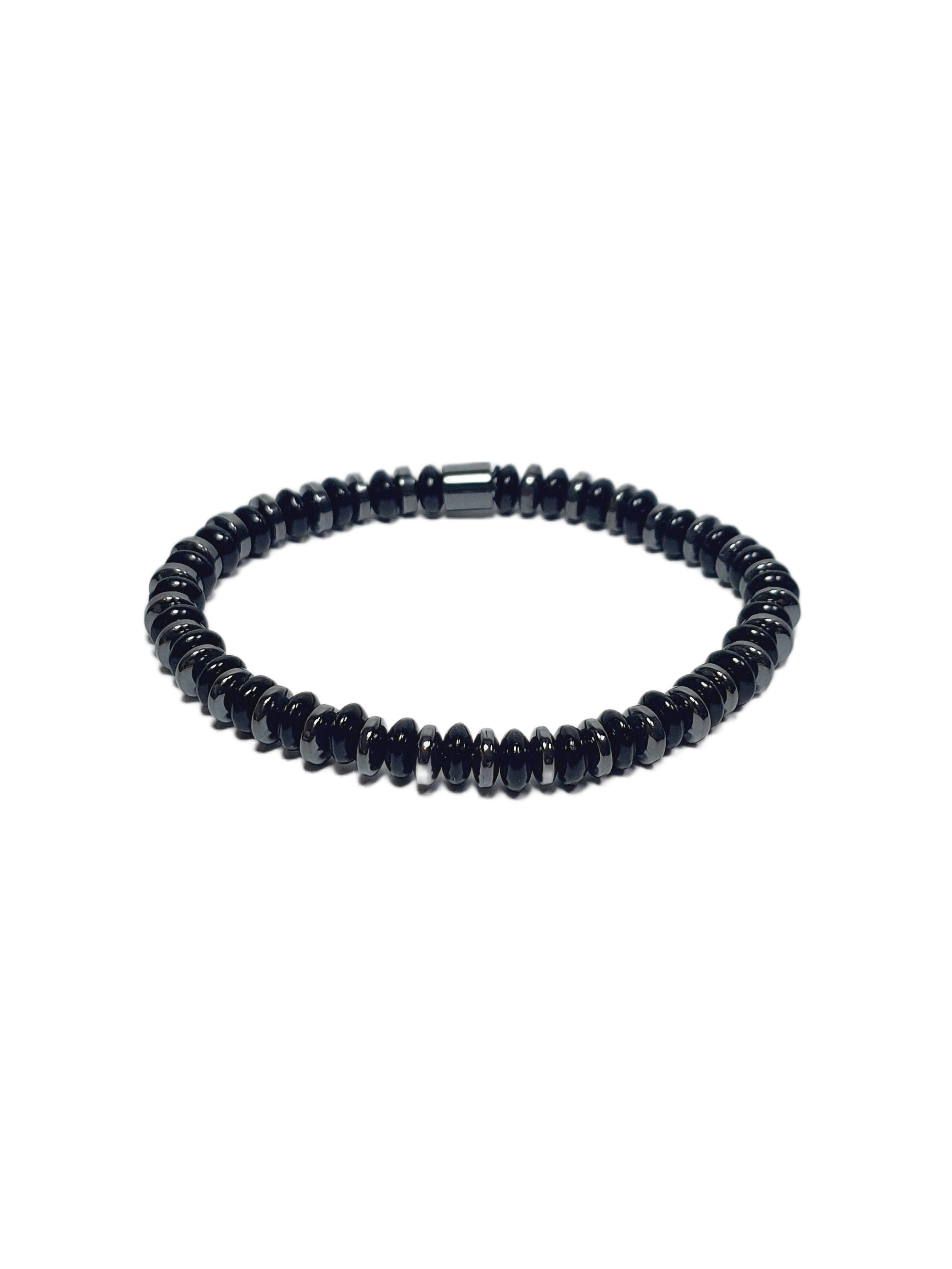 Doğaltaş BileklikJTSS26BLK1801 ONYX VE HEMATİT DOĞALTAŞ ESNEK SİYAH GRİ 6 MM GARANTİLİ JANTİ BİLEKLİKJanti
