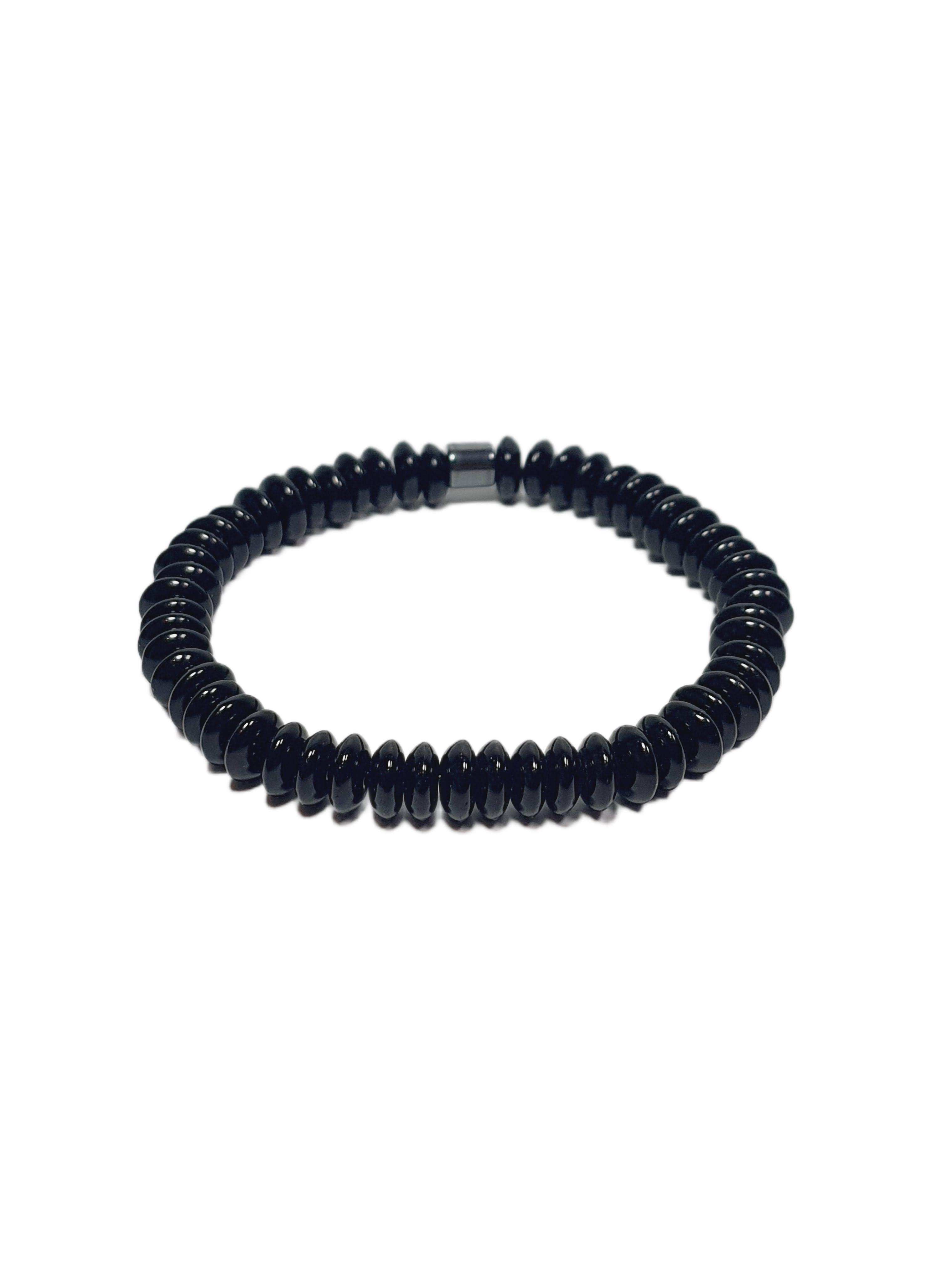 Doğaltaş BileklikJTSS26BLK1802 ONYX VE HEMATİT DOĞALTAŞ ESNEK SİYAH GRİ 8 MM GARANTİLİ JANTİ BİLEKLİKJanti